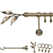 Metalinė Vienguba Užuolaidų Strypo 320 Cm 19 Mm Aukso Spalvos Antikvarinė Bavaro Užuolaida Su Spygliais