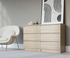 Komoda 3xEliving DEMI su 6 stalčiais, 120 cm, spalva: Sonomos ąžuolas