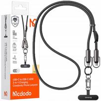 MCDODO telefono kaklo dirželis, įdėklas per petį, juodas, USB-C laidas, 60 W