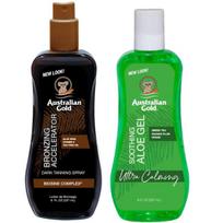 Australijos auksinis tamsaus įdegio greitintuvas purškiamas gelis + Aloe After Sun