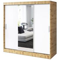 Stumdomoji spinta su veidrodžiu lentynomis ir drėgintuvu „Belvedo“ „Hugo“ „Artisan Oak / Matt White“ 200 x 200 cm komplektas