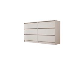 Miegamojo baldai, 3XE LIVING, 6 stalčių komoda: kašmyro spalvos, 140 x 39 x 78 cm, 1 vnt.