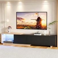 TV spintelė 65" TV – 3 stalčiai su išstūmimu, LED jutiklis ir USB jungtimis, 163/240 cm ilgio，juoda