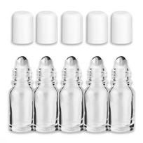 10 ml bespalvis stiklinis buteliukas su ritininiu aplikatoriumi ir baltu kamščiu – 5 vnt. pakuotė