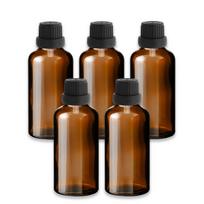 50 ml rudos spalvos stiklinis buteliukas su juodu lašintuvu [2] – 5 vnt. pakuotė
