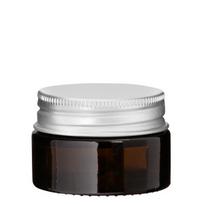Rudas 20 ml stiklinis indelis su sidabriniu aliuminio dangteliu, 5 vnt. rinkinys