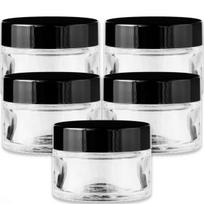 Stiklinis indelis 30 ml su juodu dangteliu ir baltu tarpikliu, 5 vnt. rinkinys