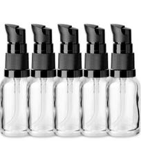 Stiklinis 15 ml buteliukas su juodu siurbliu ir dangteliu, 5 vnt. rinkinys