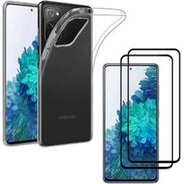 Samsung S20 FE dėklas ir 2 juodos krašto stiklo plėvelės ekranui Phonillico®