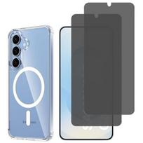 Coque su magnetiniu ratu Samsung Galaxy S25 PLUS ir 2 juodi išmaniojo telefono ekrano apsauginiai stikliukai Phonillico®