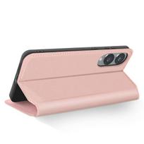 Samsung Galaxy S25 Edge dėklas - Magnetinis dangtelis - Kortelių laikiklis - Vaizdo palaikymas - Rožinė šampano spalva