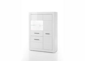 Vitrinos spintelė Imv Bianco, 100x35xH142 cm, baltas blizgesys