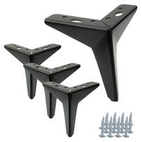 4 vnt. baldų kojelių „Star“ rinkinys, juodos matinės spalvos, aukštis 13 cm