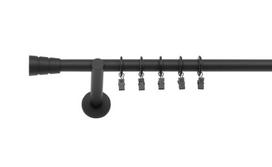 Vienguba Užuolaidų Strypas 300 Cm 19 Mm Juodas Matinis Ritinėlis Silent Su Kabliukais
