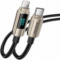 INNOSTYLE USB-C ŽAIBOLAIDŽIO LAIDAS SU EKRANU, SKIRTAS IPHONE 12 13 14 30W 1M