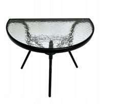 Pusapvalis sodo stalas grūdintas stiklas LIPARI 40x69,5x64 cm juodas