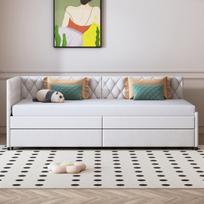 Sofa-lova 90/180x200 su lentjuostėmis, ištraukiama, daugiafunkcinė, smėlio spalvos aksominė