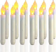 12 vnt šiltos geltonos LED kūginės žvakės