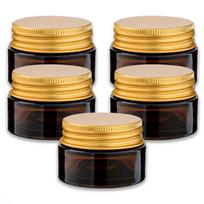 RUDOS SPALVOS STIKLINIS INDELIS, 20 ML, SU AUKSINIU ALIUMININIU DANGTELIU — 5 VIENETŲ RINKINYS.