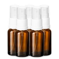 Rudas 20 ml stiklinis butelis su baltu purkštuvu ir dangteliu, 5 vnt. rinkinys