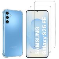 Samsung Galaxy S25 FE antishock dėklas ir 2 grūdinti stiklo ekrano apsaugos plėvelės Phonillico®