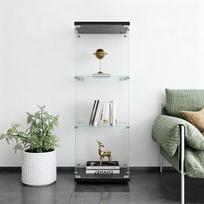 Vitrina, 42,4 × 36,3 × 125,2 cm, 3 lentynos, grūdintas stiklas, juoda.