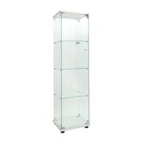 Stiklinė vitrina, 164 x 42 x 36 cm, balta, 4 aukštų, 1 durelė, su LED apšvietimu