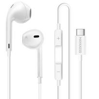 USB-C laidiniai ausinė - MAYAXESS - Google Pixel 10 Pro Fold - Integruotas mikrofonas - Optimalus komfortas - Baltas