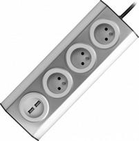 Lizdas baldams su Usb, 3 lizdai, nerūdijantis plienas, 1.5m laidas