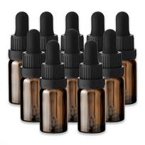 10 ml rudos spalvos stiklinis buteliukas su stikline pipete, 10 vnt. rinkinys