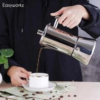 Easyworkz Diego viryklinis espresso aparatas – nerūdijančio plieno itališkas moka puodas, 4 puodelių talpa (6.8 oz) - 500ml