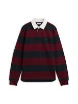 TOMMY HILFIGER Megztinis be užsegimo 'ESSENTIAL' tamsiai mėlyna / uogų spalva / balta