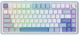 Aula F75 mechaninė klaviatūra, 75% trijų režimų belaidė karšto keitimo žaidimų klaviatūra, RGB, sukamoji rankenėlė, jūros druskos mėlyna