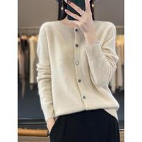 100% merino vilnos megztinis pavasariui ir rudeniui naujas kašmyro megztinis moteriškas O formos kaklo megztinis šiltas megztas apatinis marškinių viršus Beige