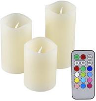 Rinkinys 3 Led žvakių, tikras vaškas, su pulteliu, skirtingi aukščiai