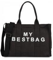 Didelis vienspalvis pirkinių krepšys su užrašu "My Bestbag