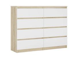 Miegamojo baldai, 3XE LIVING, komoda, demi8SB120, Sonoma ąžuolas / matinė balta, 1 vnt.