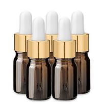 Rudas 5 ml stiklinis buteliukas su auksine aliuminine pipete, 5 vnt. rink.