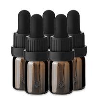 Rudas 5 ml stiklinis butelis su stikline pipete ir apsauginiu dangteliu, 5 vnt. rinkinys