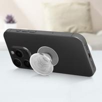 Telefono laikiklis „PopGrip“, skirta išmaniajam telefonui, žiedui ir universaliam „Popsockets“ atramai, skaidri