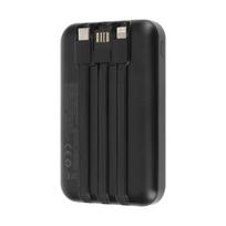 Atsarginis maitinimo šaltinis ("Power Bank") Išorinis 10 000 mAh akumuliatorius + „Lightning“ laidai – USB C ir USB „LinQ Black“