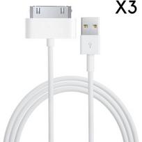 3 vnt. USB kabelių [Suderinama su iPad 1 - 2 - 3] Baltas Įkroviklis 1 metras [Phonillico®]