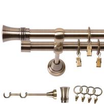 Metalinės Dvigubos Užuolaidų Strypas 140 Cm 19 Mm Golden Antique Prince Spinner Žiedai