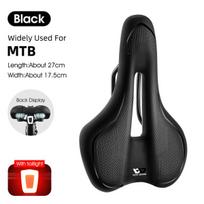 (-A Black Tailight)WEST BIKING dviračio balnelis MTB kalnų plento dviračio sėdynė PU oda užpildyta dviračių pagalvėlė Patogus smūgiams atsparus dviračio balnas, (-Juodas galinis žibintas)