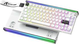 ATTACK SHARK R85 HE žaidimų klaviatūra, 8000 Hz didelės spartos paleidimas, 0,005 mm RT tikslumas, laidinė RGB klaviatūra su apšvietimu, salės magnetiniai jungikliai, greitas atsakas, reguliuojama gaiduko eiga, balta