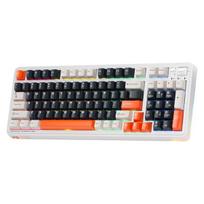 Machenike KG98 mechaninė klaviatūra su trimis režimais, 98 klavišais, kompaktišku išdėstymu ir RGB šoniniu apšvietimu, balta, juoda, oranžinė