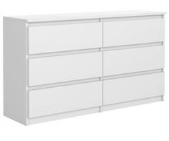 Komoda 3xEliving DEMI su 6 stalčiais, 140 cm, spalva: Balta