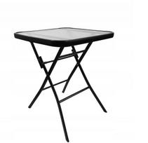 Kvadratinis sulankstomas stalas sodo balkono terasa TASOS 60x60x70 cm juoda