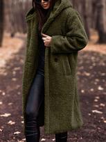(L-Army Green)Rudens žiemos ilgas paltas Moteriškas pliušinis šiltas dirbtinio kailio paltas Moteriškas kailinis Teddy striukė Moteriškas meškiukas apatiniai moteriški drabužiai, L