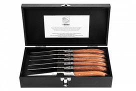 Peilių rinkinys, 6 vnt., Laguiole steiko peiliai Luxury Line pakka wood 6 vnt. Elegantiška dovanų dėžutė
